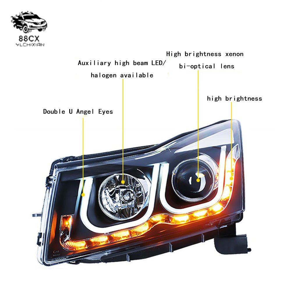 09 - 14 Old Cruze led headlight assembly Q5 lens LED tear eye A8 day running light Xenon classic 13 - Jering auto parts