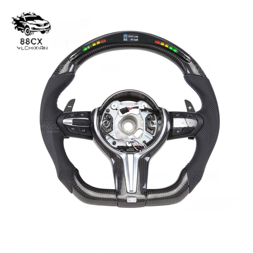 Suitable for BMW 1-7 series X1-6 M3-6 E to F thong carbon fiber LED steering wheel assembly customization