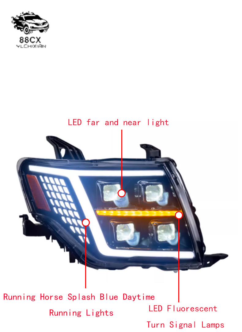 Suitable for 09-21 Mitsubishi Pajero V97V93V87 headlight assembly modified LED lens day running light steering