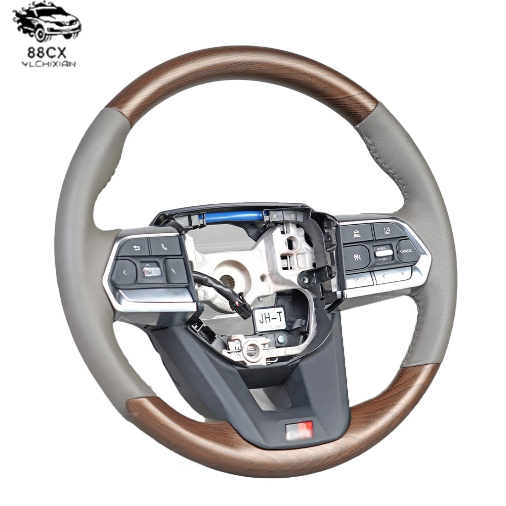 It is suitable for the modified steering wheel and steering disc assembly of Toyota Landluze LC300 black peach grain automobile