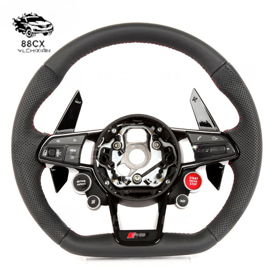 Applicable to audi Audi R8 all series perforated leather + flat leather car modified steering wheel steering disc assembly