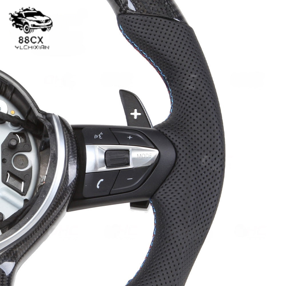 Suitable for BMW 1-7 series X1-6 M3-6 E-seat to F-seat thong carbon fiber LED steering wheel assembly