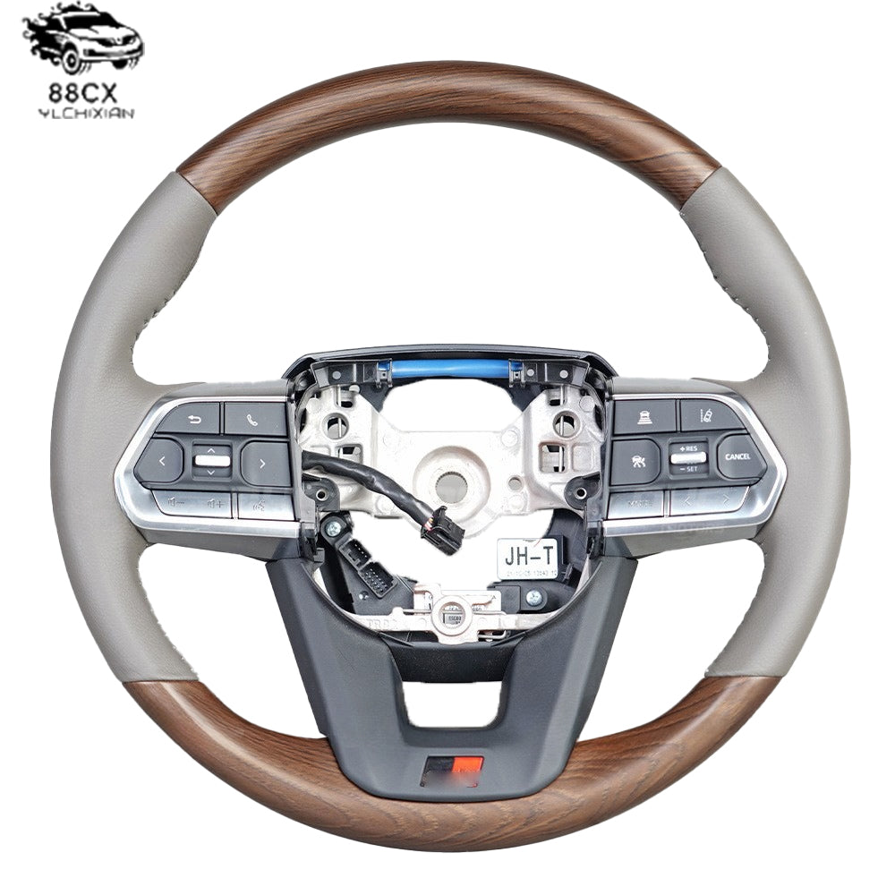 It is suitable for the modified steering wheel and steering disc assembly of Toyota Landluze LC300 black peach grain automobile