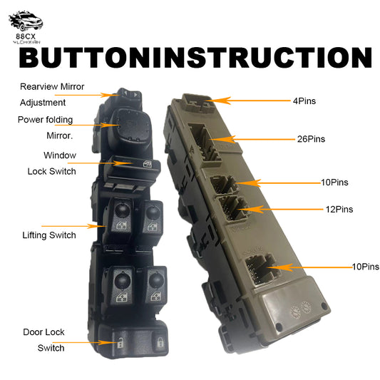 15883319 Driver side power window switch with folding mirror switch for 2003-2006 Chevrolet Silverado Avalanche suburb Tahoe,GMC Sierra Yukon,Escalade, Hummer H2,920-022 | Replacement