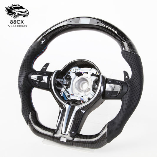 Suitable for BMW 1-7 series X1-6 M3-6 E-seat to F-seat thong carbon fiber LED steering wheel assembly