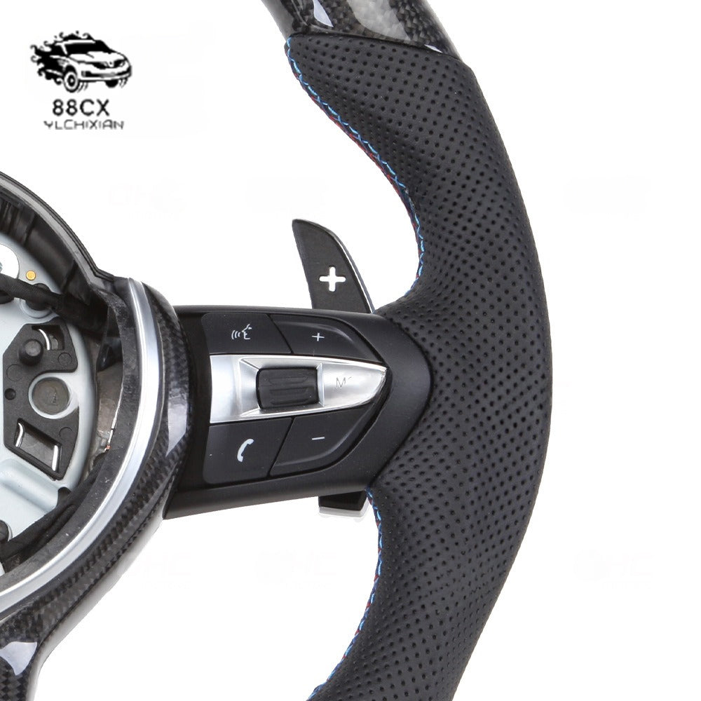 Suitable for BMW 1-7 series X1-6 M3-6 E to F thong carbon fiber LED steering wheel assembly customization