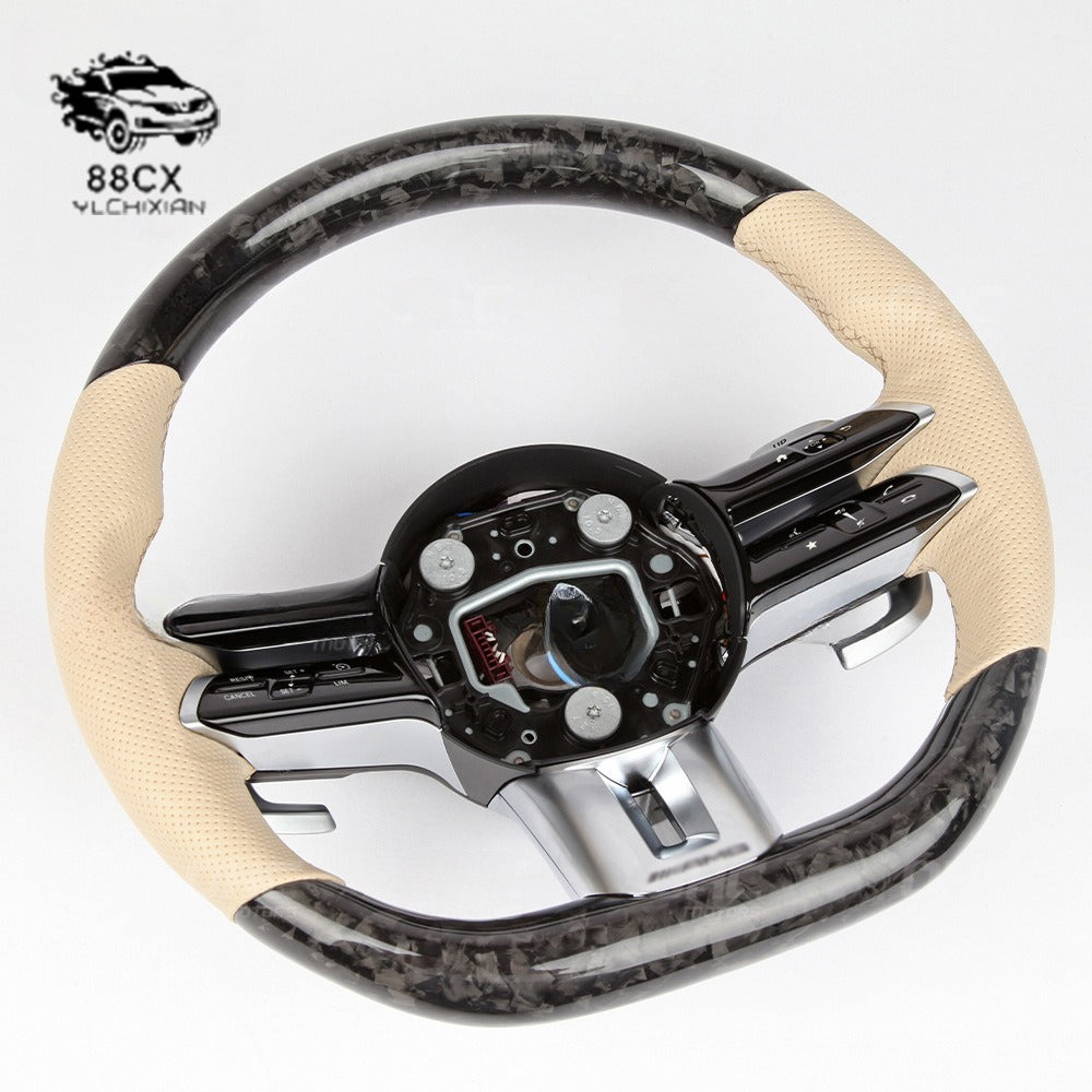 Suitable for Mercedes-Benz A-class C-Class E-class GLA GLC AMG forged carbon fiber steering wheel retrofit old to new assembly