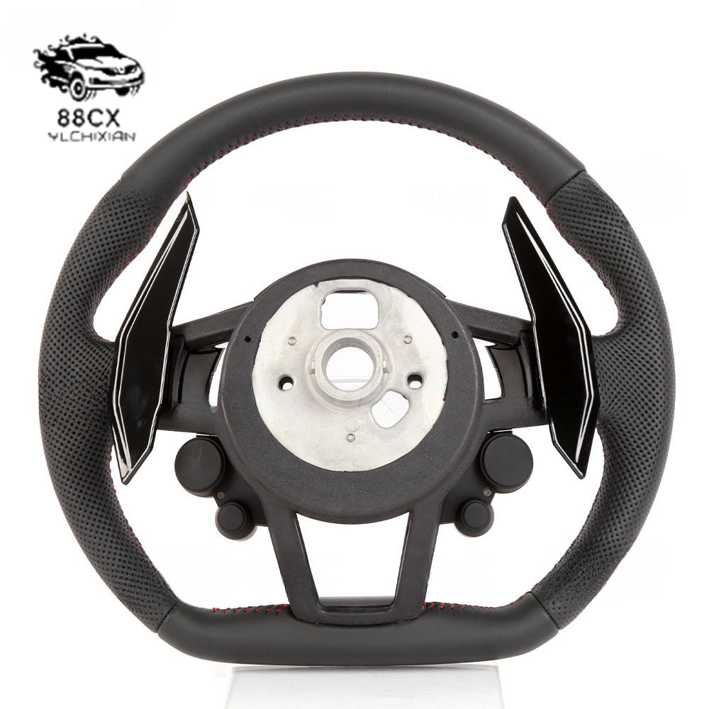 Applicable to audi Audi R8 all series perforated leather + flat leather car modified steering wheel steering disc assembly