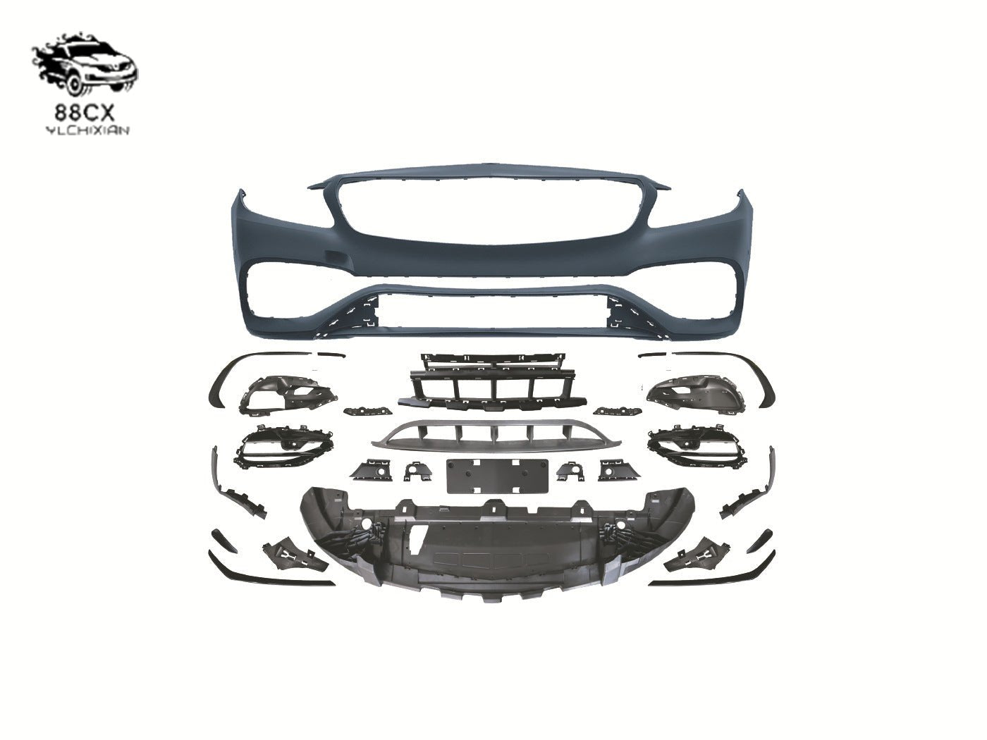 Applicable to Mercedes - Benz A - class 13 - 24 model 176 two boxes 177 three boxes AMG front and rear encircling side skirt center mesh tail throat wing - Jering auto parts