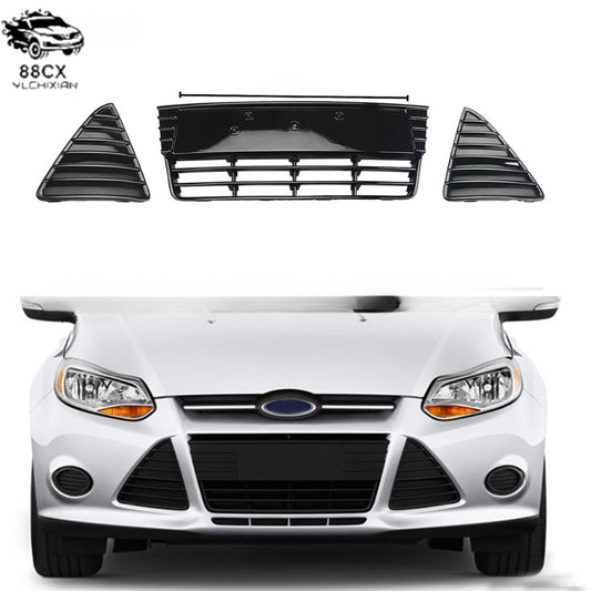 Applicable to the Ford FOCUS MK3 ZETEC S cellular bright black front center grille fog lamp grille - Jering auto parts