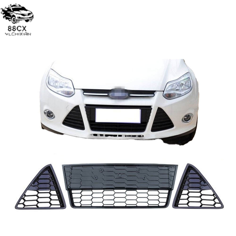 Applicable to the Ford FOCUS MK3 ZETEC S cellular bright black front center grille fog lamp grille - Jering auto parts