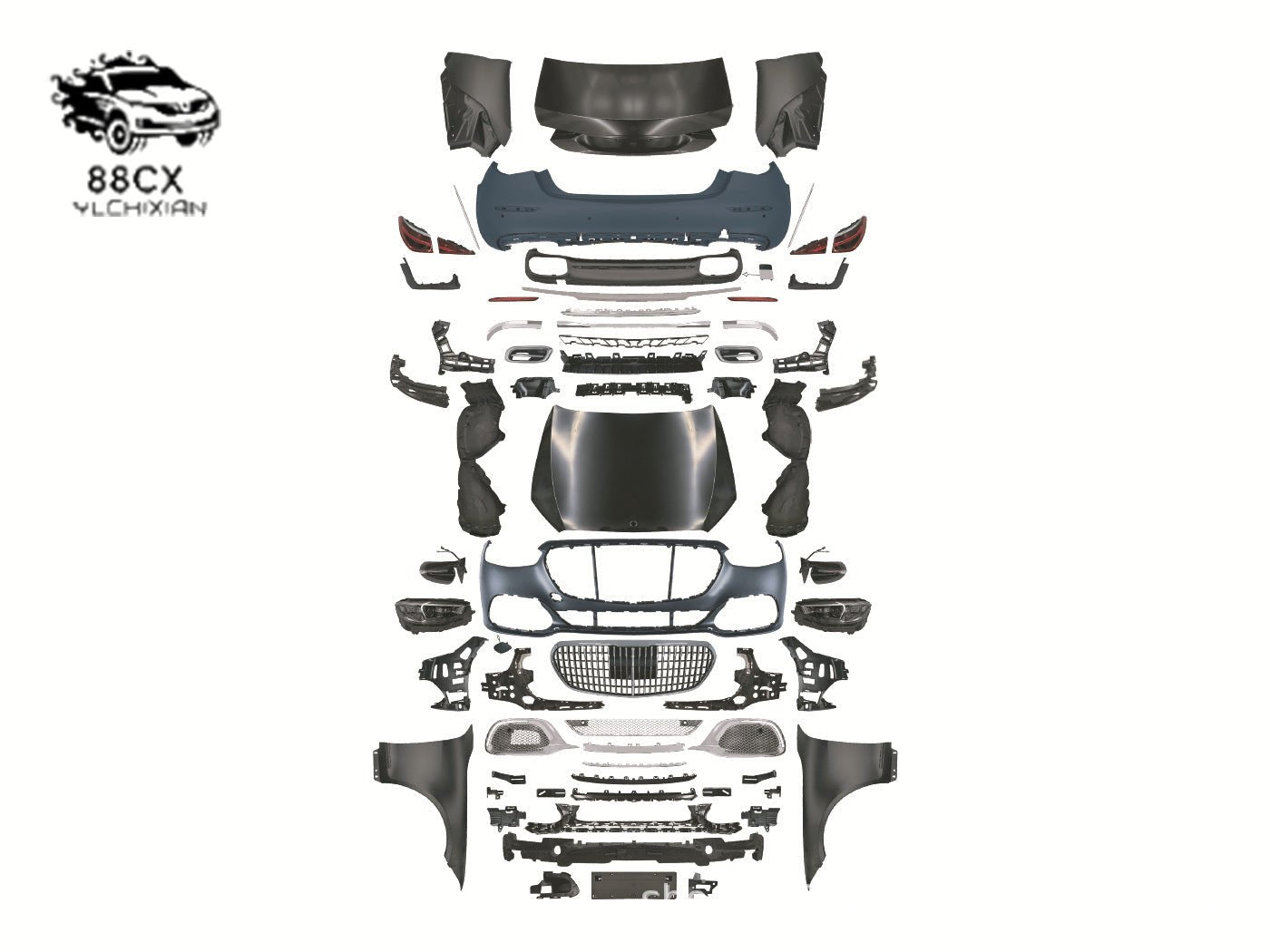 Applicable to the front and rear bar assembly of the Mercedes S - Class 221 to 222 old to 223 new Maybach S450S65S63 version - Jering auto parts