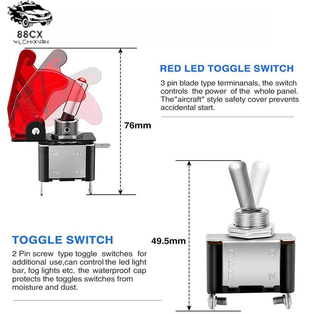 Ignition switch panel 12V 2 - in - 1 rocker switch with relay harness car Modified car RV - Jering auto parts