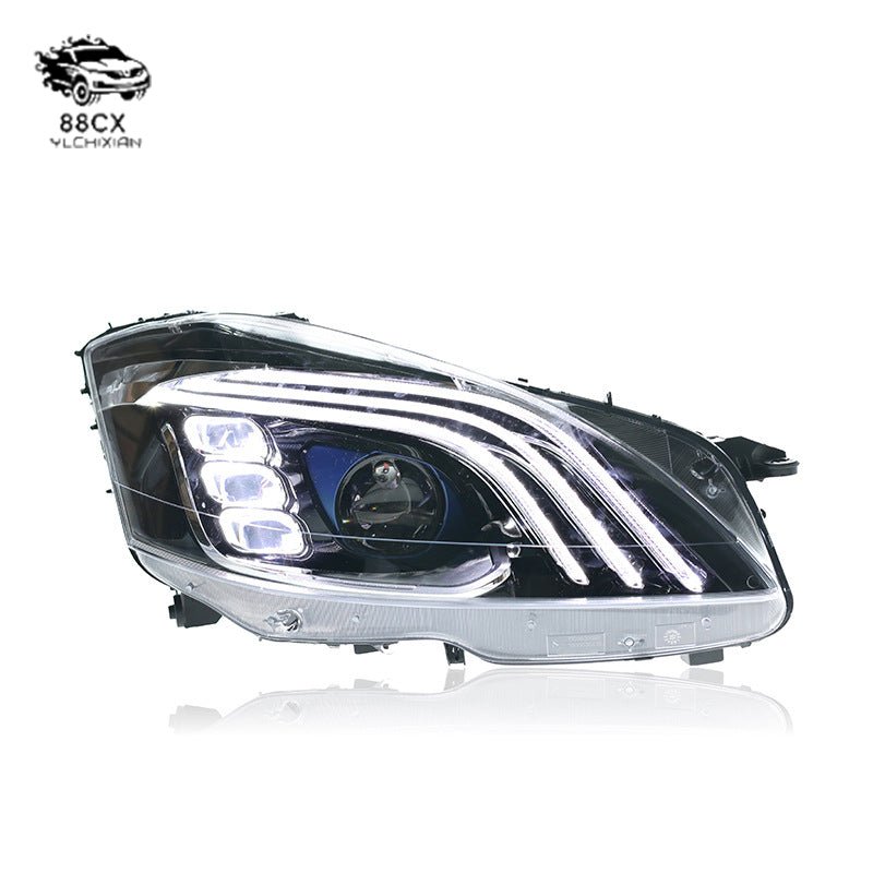 Suitable for 06 - 12 Mercedes - Benz S - class W221 headlight assembly modified three bars LED lens daily running light steering - Jering auto parts