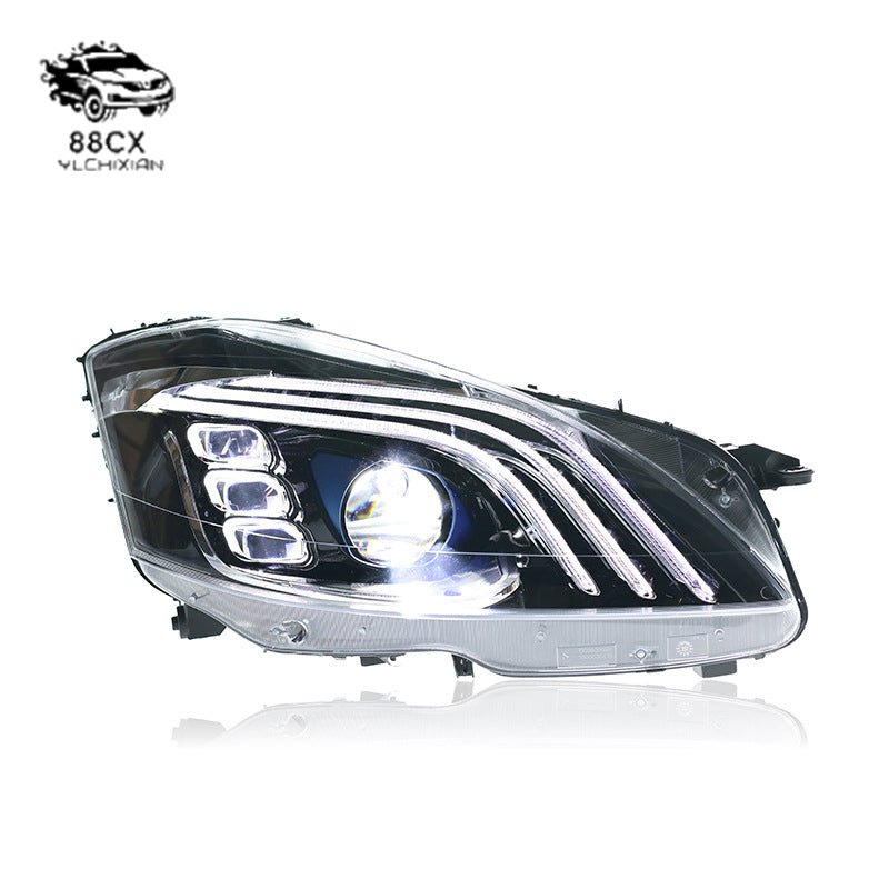 Suitable for 06 - 12 Mercedes - Benz S - class W221 headlight assembly modified three bars LED lens daily running light steering - Jering auto parts