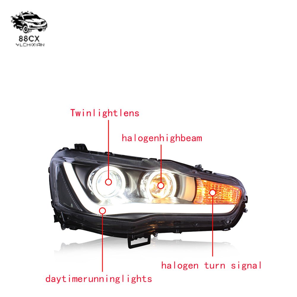 Suitable for Mitsubishi Wing God headlamp assembly EVO modified LED Angel Eye sun running light lens Xenon lamp - Jering auto parts