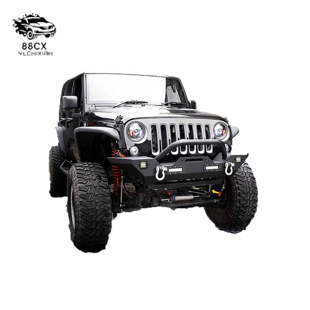 Suitable for Wrangler JK/JL/JT modified off - road front bar with lights and winch rack front bar anti - collision bumper - Jering auto parts